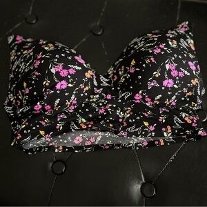 PINK Victoria's Secret Black Floral Bra
